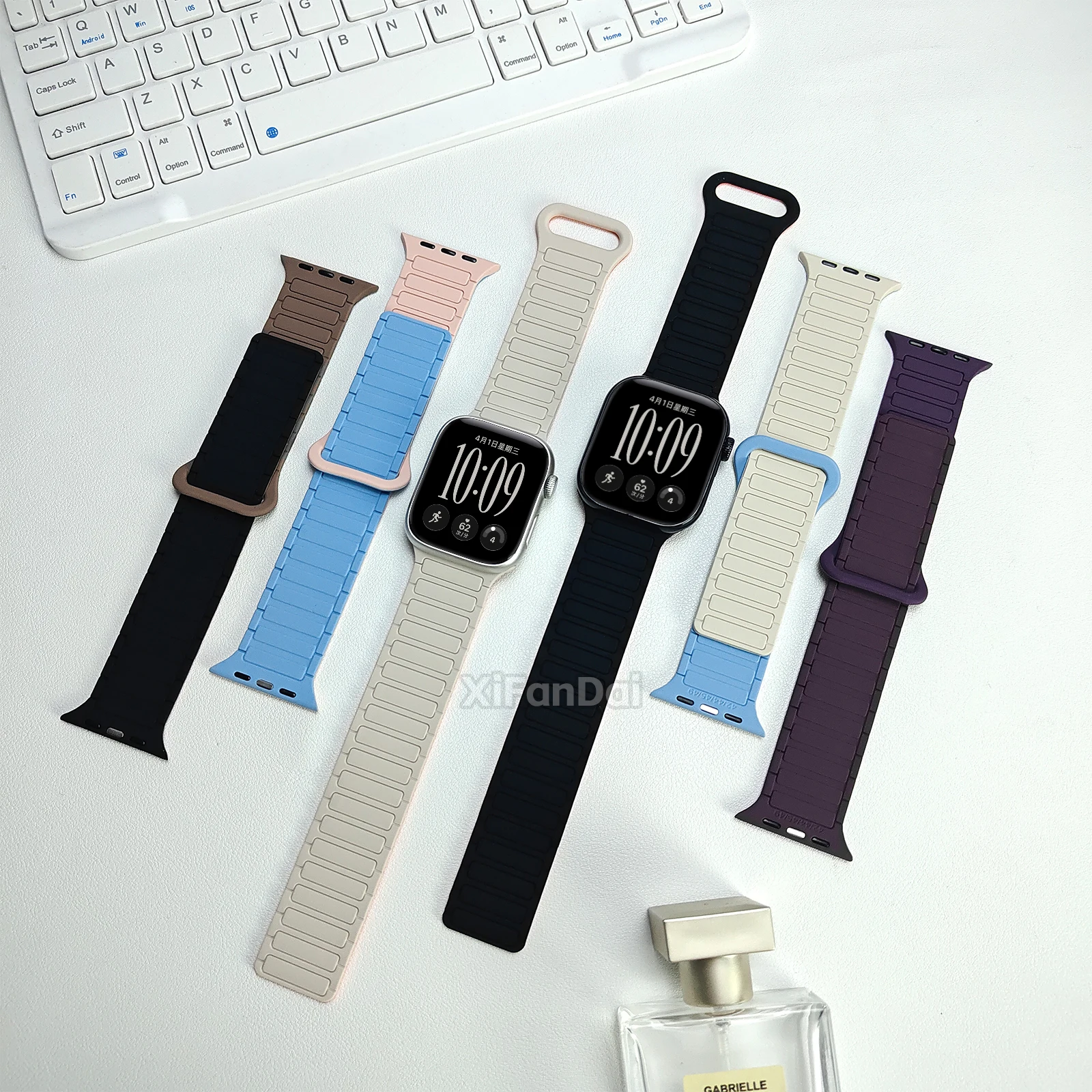 Applicable to Apple S12 watch iWatch 11 strap, Apple Watch 10 magnetic 9 silicone S8 wristband, Ultra 4 for both men and women.