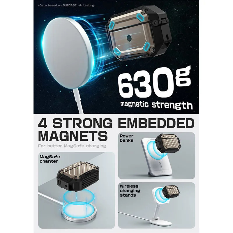 Etui SUPCASE For Apple AirPods Pro 3 Case (3. generacja) UB Mag IP68 Wodoodporne, odporne na zarysowania, twarde etui z blokadą — zdjęcie produktu 4