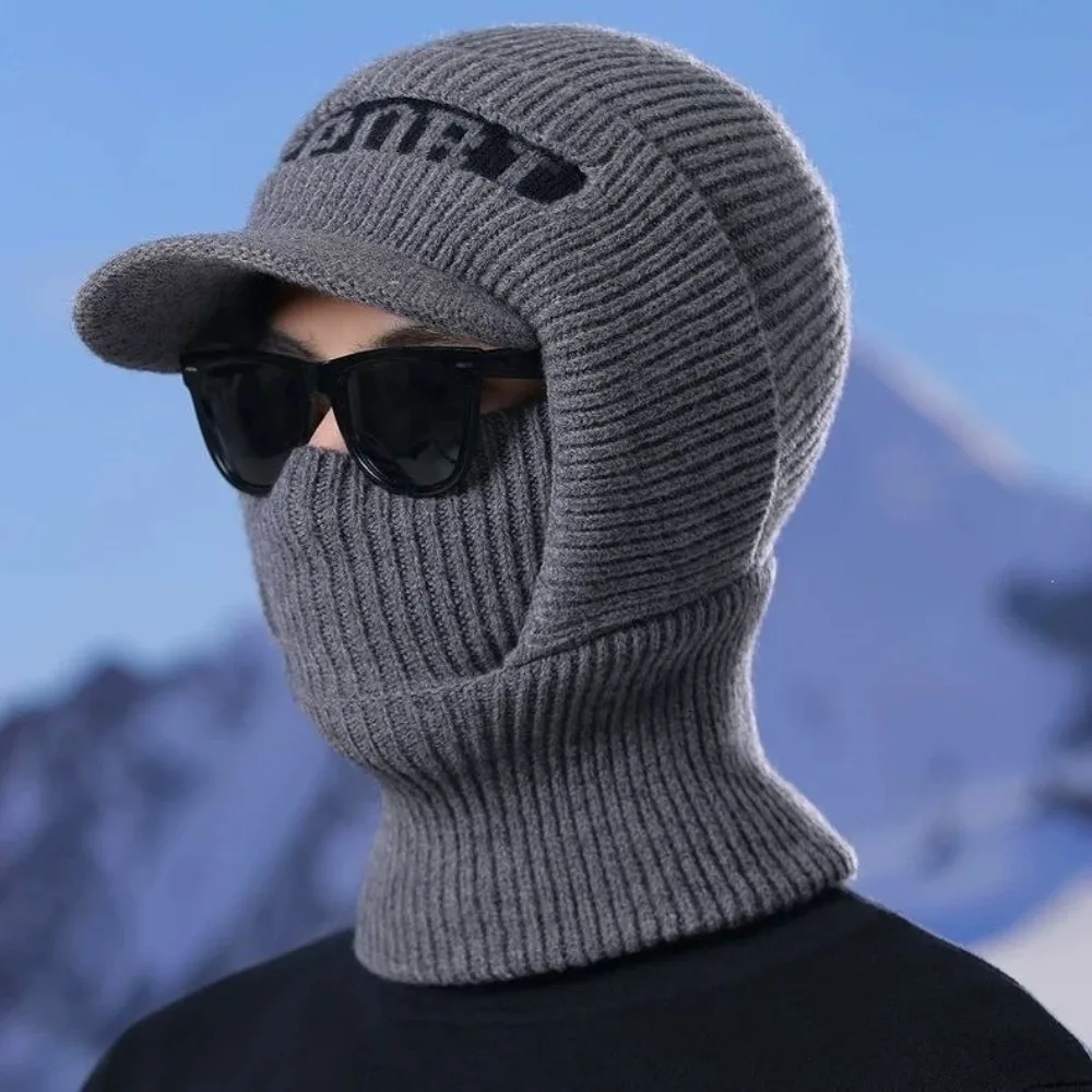 Fleece Lined Fleece Lined Balaclava Thick Thermal Brim Design Winter Beanie Hat Neck Cover Ear Cover Knit Balaclava Hat