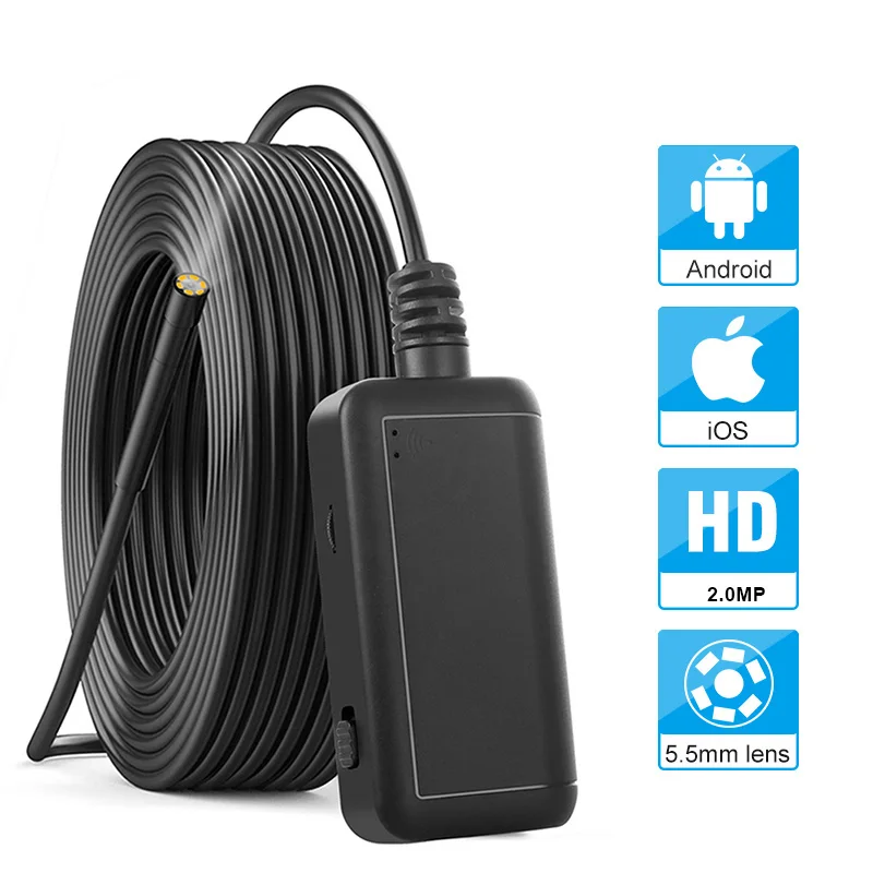 

Wireless Endoscope for Automotive Inspection Semi-Rigid Flexible Waterproof 5.5MM WiFi Borescope Camera For Android and iOS