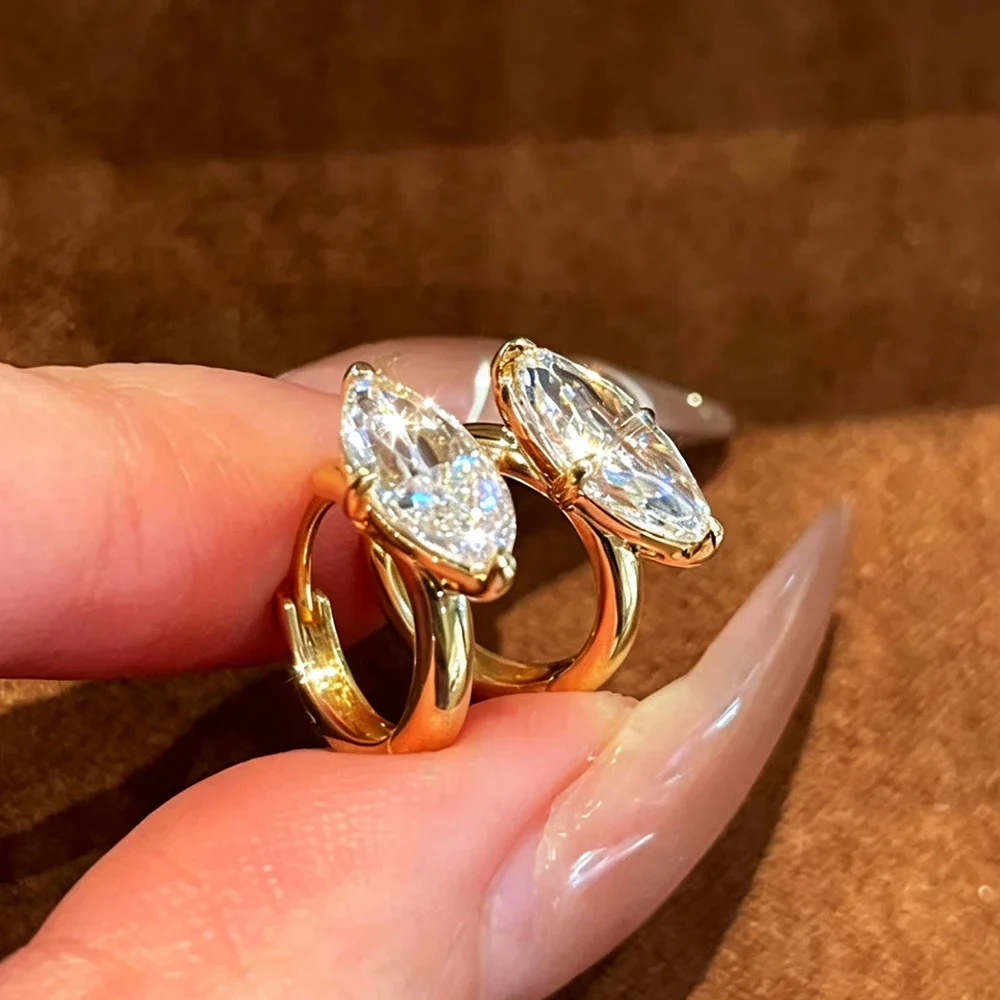 FCGJHW S925 Silver Marquise Cut Stud Earrings...