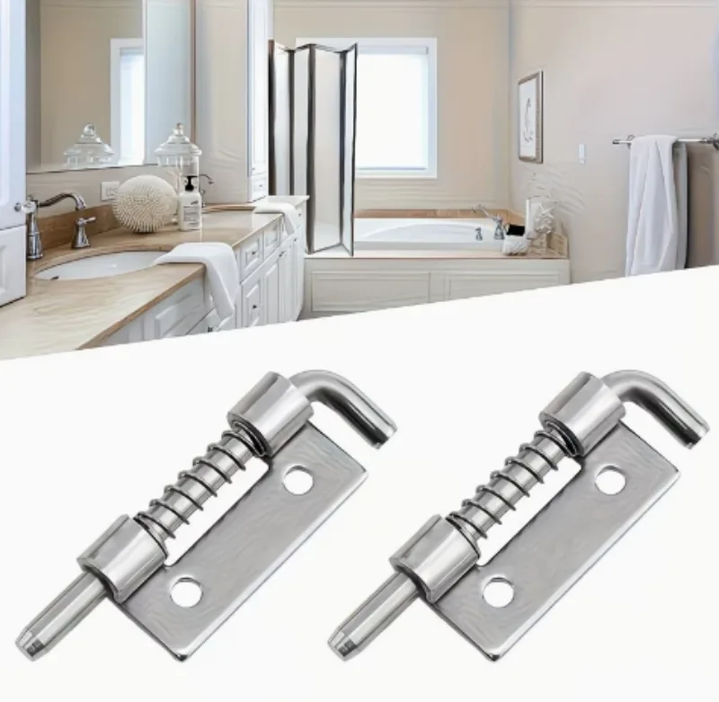 Stainless Steel Spring Loaded Latch Pin Barrel Lock Cabinet Door Bolts Fixing Latches Gate Shed Window Security Hinges  Hardware