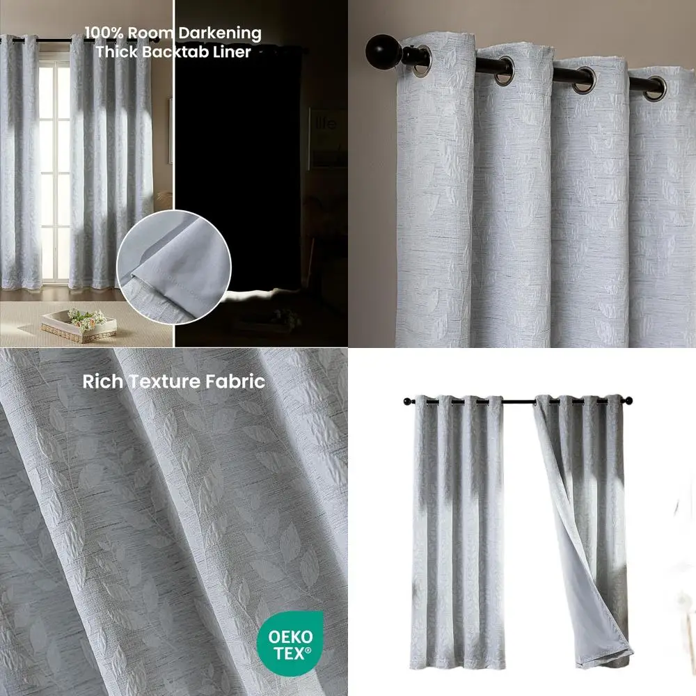 

Теплоизолированные затемняющие шторы для комнаты, жаккардовые 180 GSM, светло-серые, 52x95 для спальни и гостиной