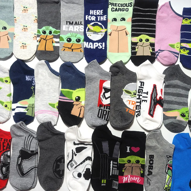 Paquete de 16 Pares de Calcetines Cortos Grogu R2-D2, Calcetines Divertidos y Suaves para Verano, Talla EU 36-42