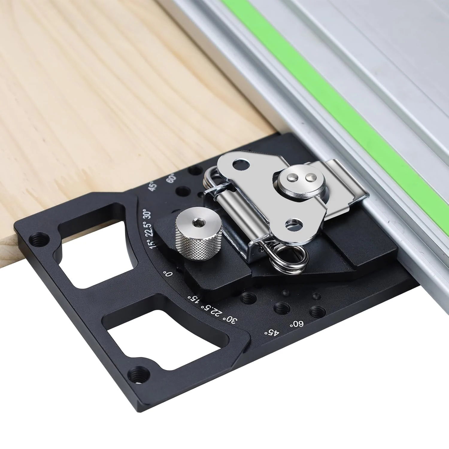 Adjustable Angle Track Saw Square with -60° to 60° Quick Positive Angle Stop,Protractor,90 Degree Right Angle Rail Square Guide
