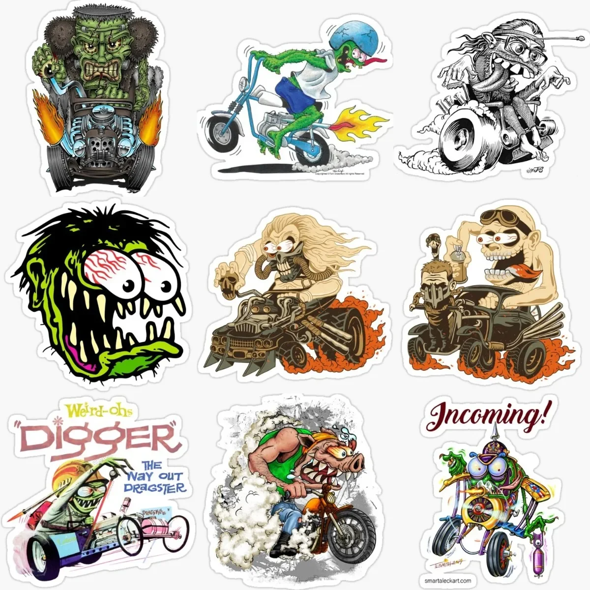 

Rat Fink Terror Exaggeration Creative PVC Stickers Accessories for Decorate Wall Room Van Truck Car Window Camper Off-road