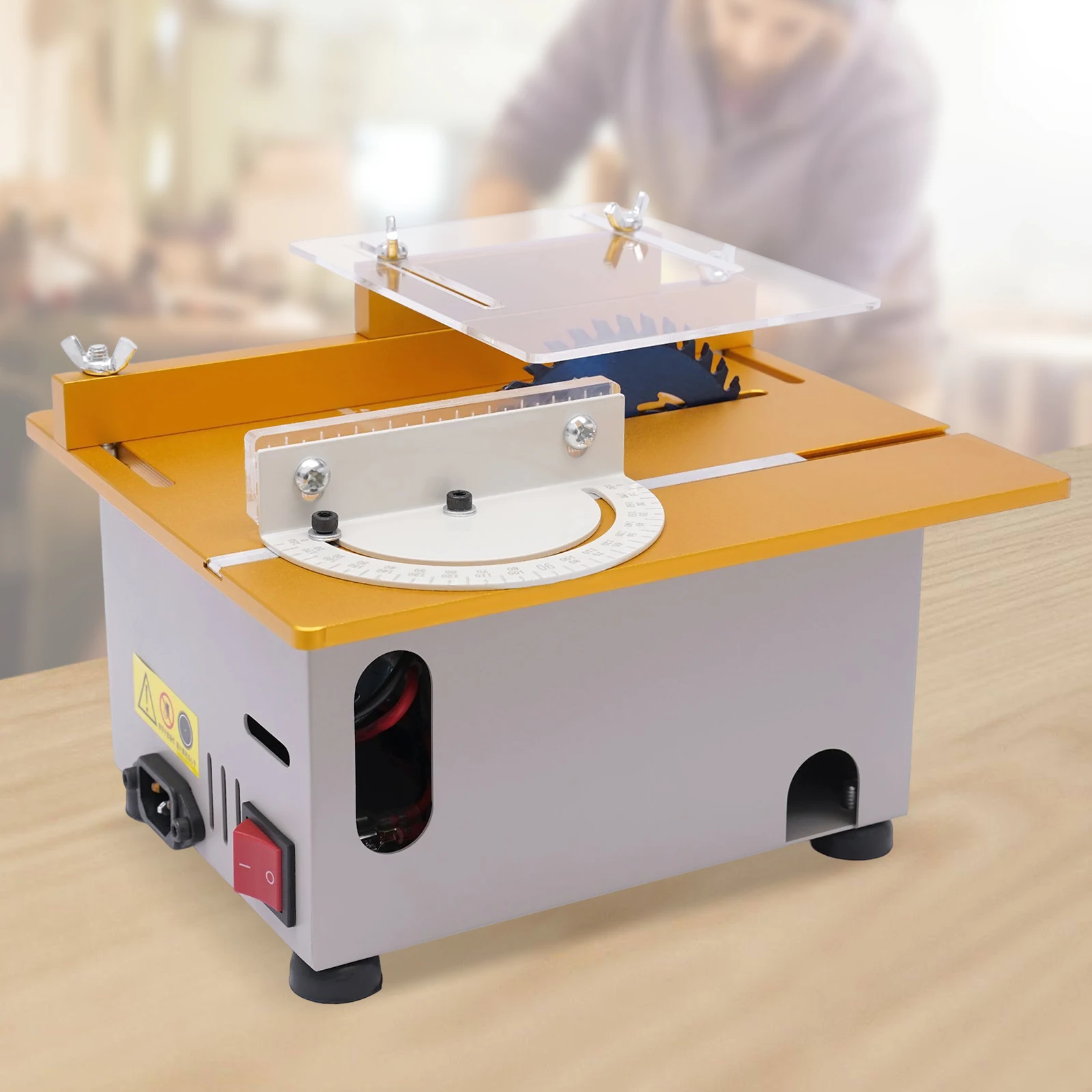 Mini Table Saw 300W Multifunctional Liftable Motor Woodworking Handmade Tool  DIY Cutting Polishing Carving Metal Jade Plastic