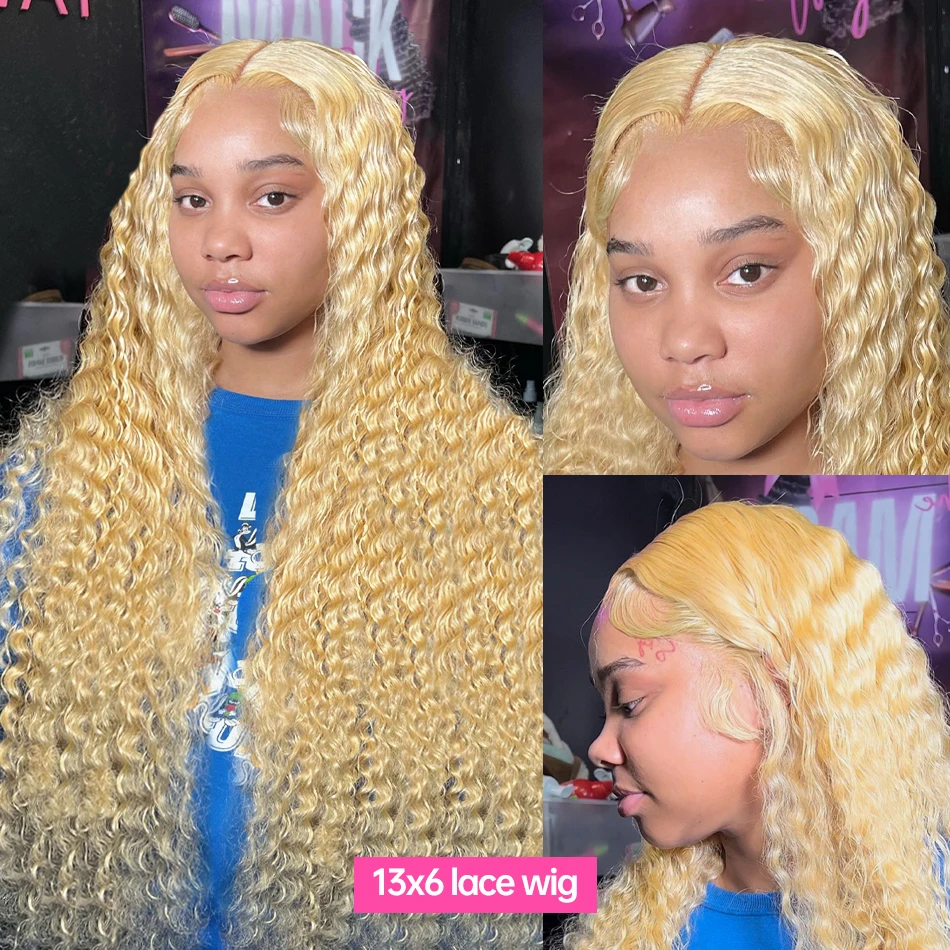 13x6 Blonde Water Curly Human Hair Wig Remy Color 613 Hd Lace Frontal Wig  13x4 Deep Loose Wave Transparent Front Human Hair Wig