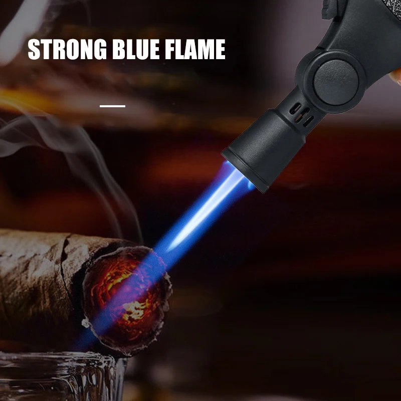 JOBON Blue Flame Spray Gun Lighter Adjustable Flame Outlet Transparent Gas Window Safety Lock Design Flame Adjustable