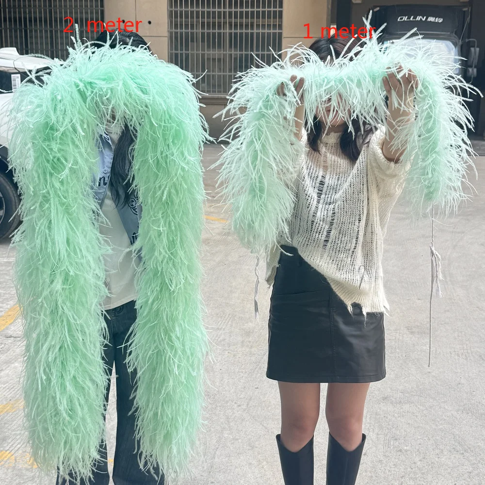 3 4 6 8 10Ply Natural Ostrich Feathers Boa 1M Shawl for Crafts Fluffy Soft Ostrich Plumas Decoration Scarf for Costume Clothing