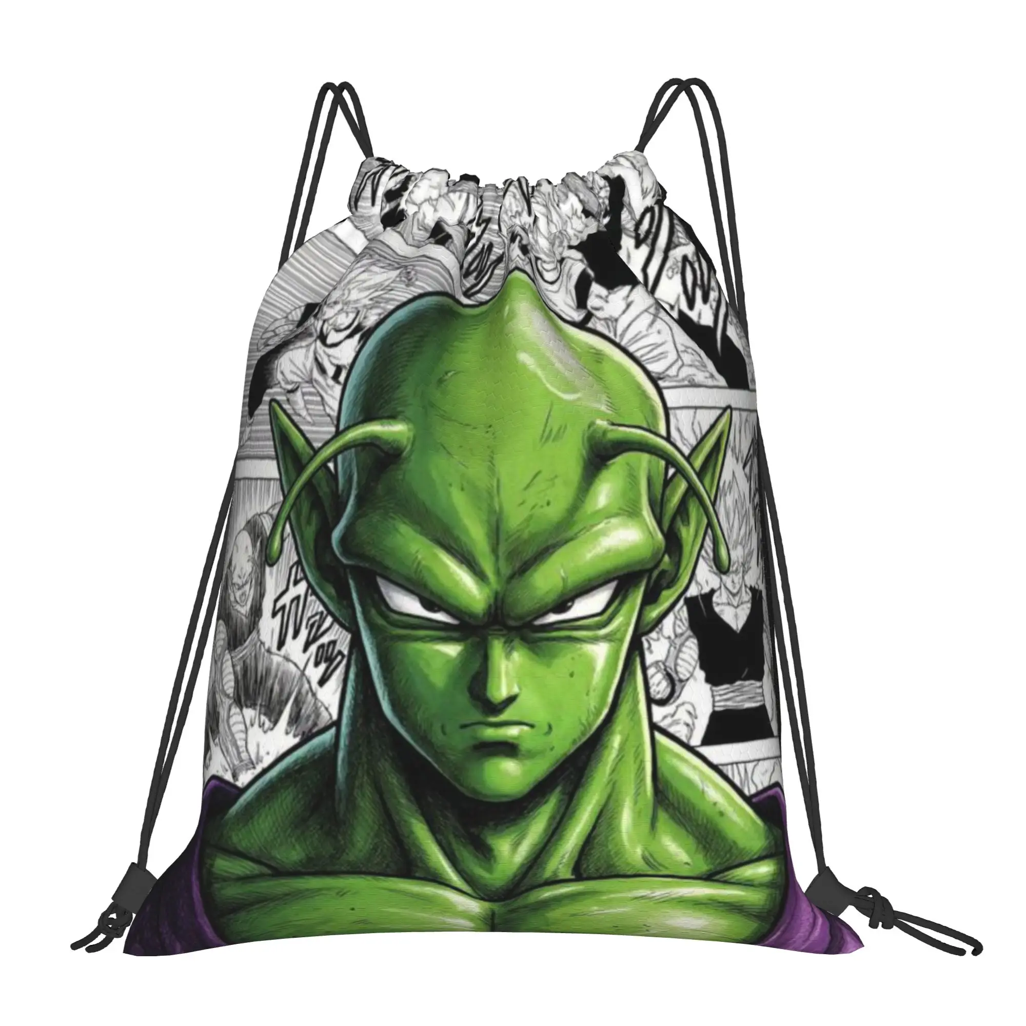 Mochila multifunción Purple Aura Green Fighte Piccolo para hombre y mujer, mochila de viaje para adolescentes, bolsas con cordón estampadas