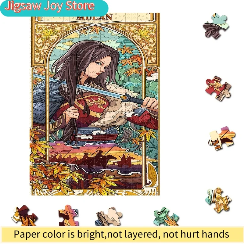 لغز مولان 1000 قطعة - مشهد فنون قتالية مع مولان، تصميم المحاربة الصينية، قطع كبيرة للبالغين والعائلات
