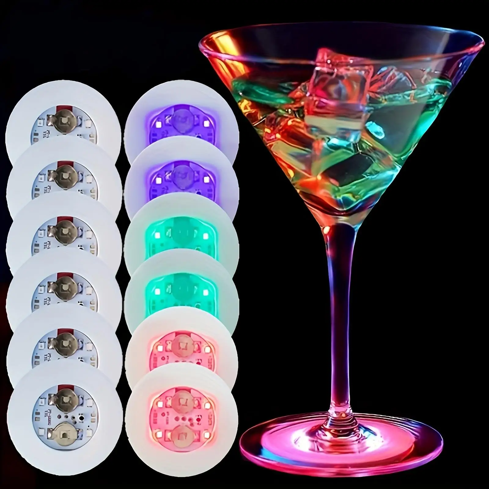 

20/40Pcs LED Light Up Coasters Luminous Bottle Sticker Flashing Drink Cup Mat Strobe Glow In The Dark Party Supplies For Nightclub Bar Wedding Birthday Graduation Concert Event Decor