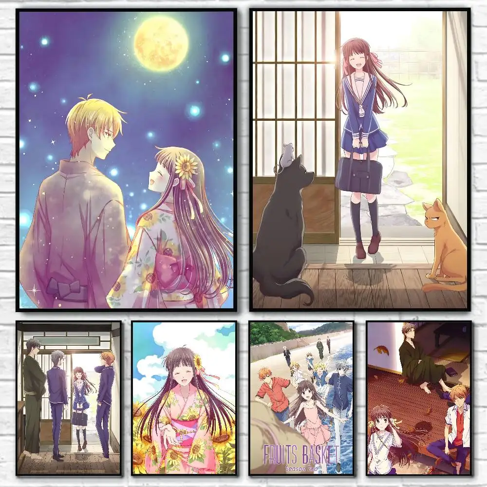Pósteres de manga de F-Fruits Basket, dibujos animados japoneses, impresión HD, decoración de pared vintage para el hogar y la sala de estudio