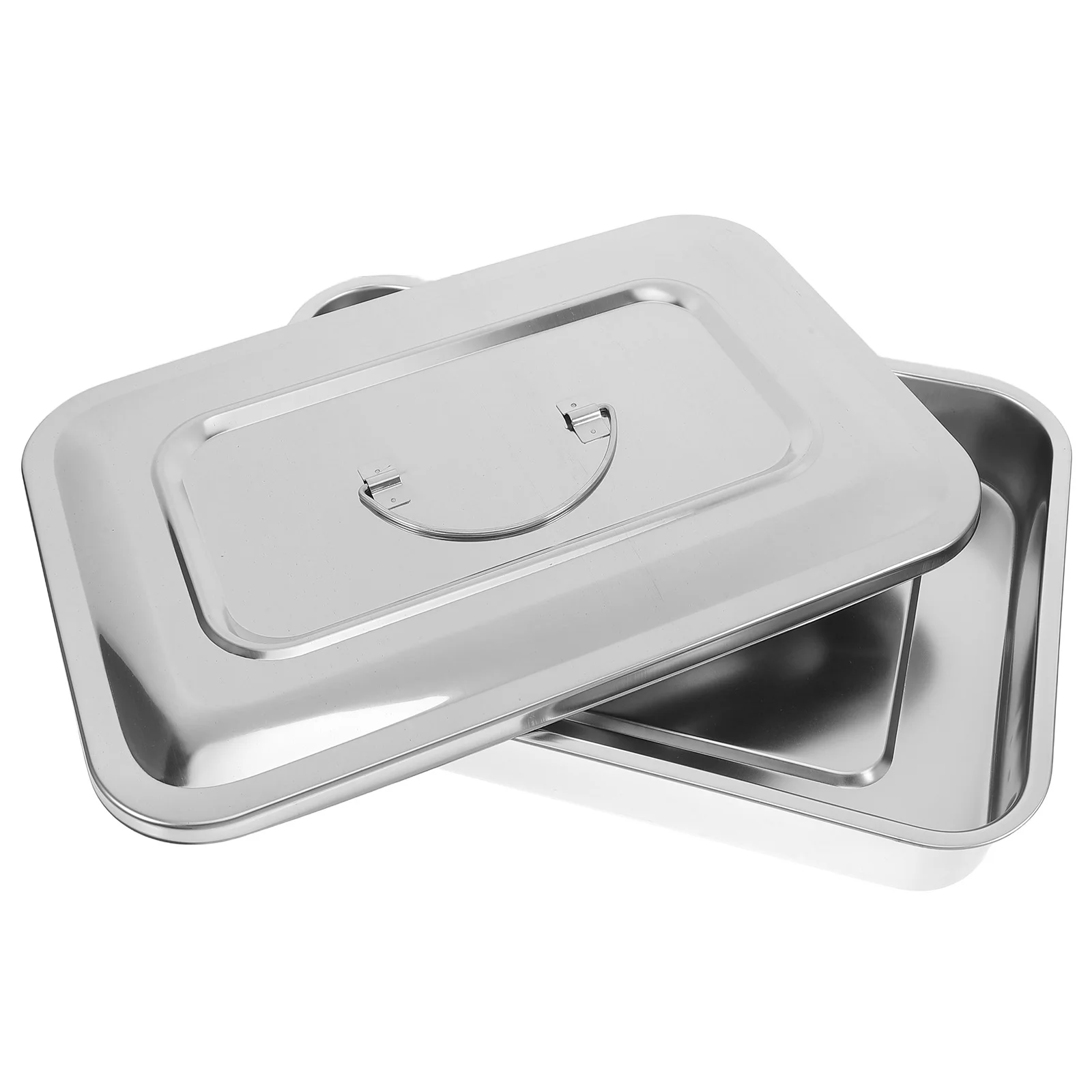 

Medical Disinfection Box 115 Inch Stainless Steel Storage Case High Temperature Resistant Rectangular Container Lid Silver
