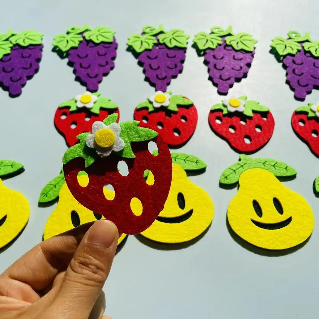 Feltro frutta uva fragola pera mestiere 3D decorazione della parete scuola materna Layout casa scuola ufficio adesivi murali decorativi