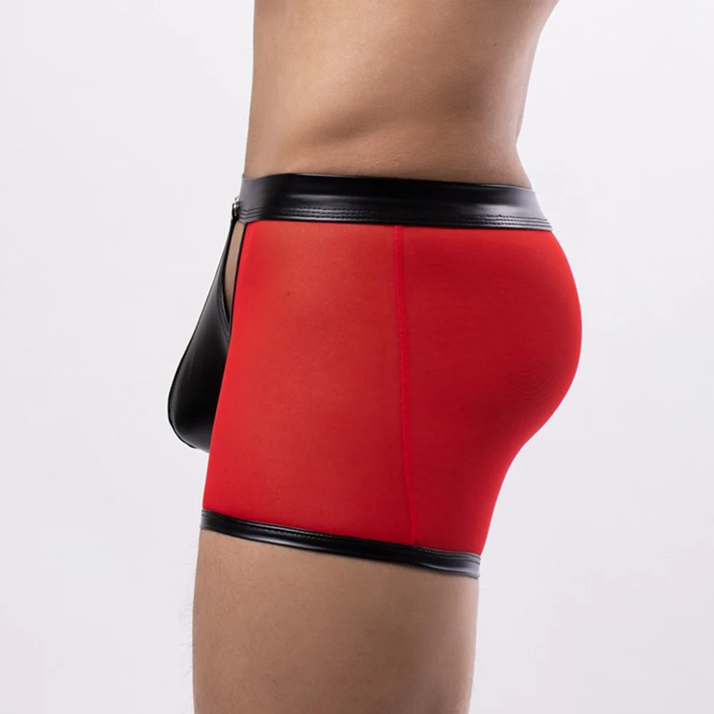 Low Waist Briefs Sexy Mens Underwear Man Clothing Patent Leather Polyester Red Black Low Waist Briefs Accessories