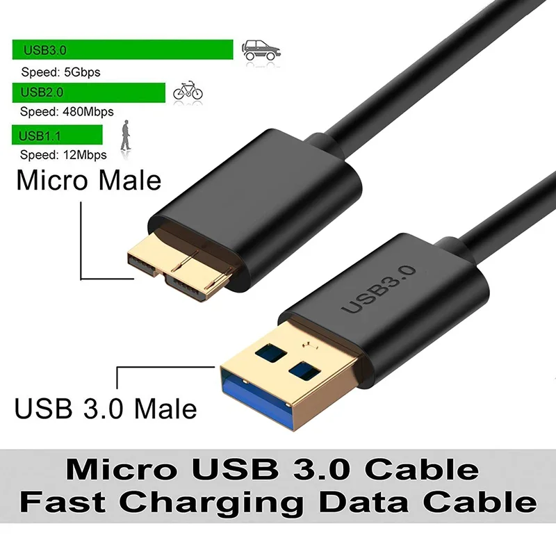 【Fast Delivery】5Gbp High Speed Hard Disk Data Cable USB 3.0 To Micro B Adapter For External HDD SSD Hard Drive Converter Cord