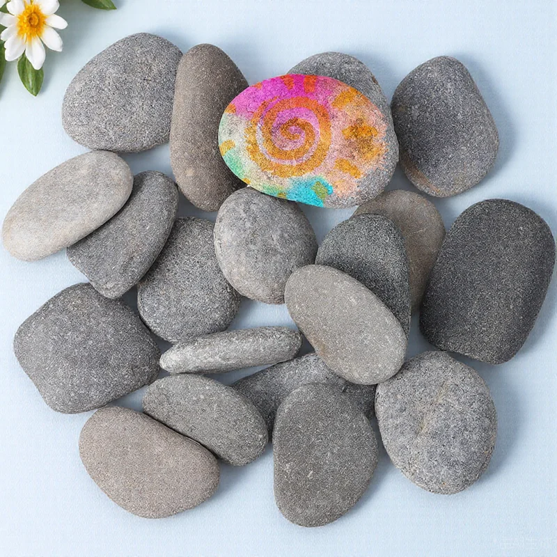 

20 Pcs Drawing Painting Stone Small Rocks for Fish Tank Natural Colored Grey Child
