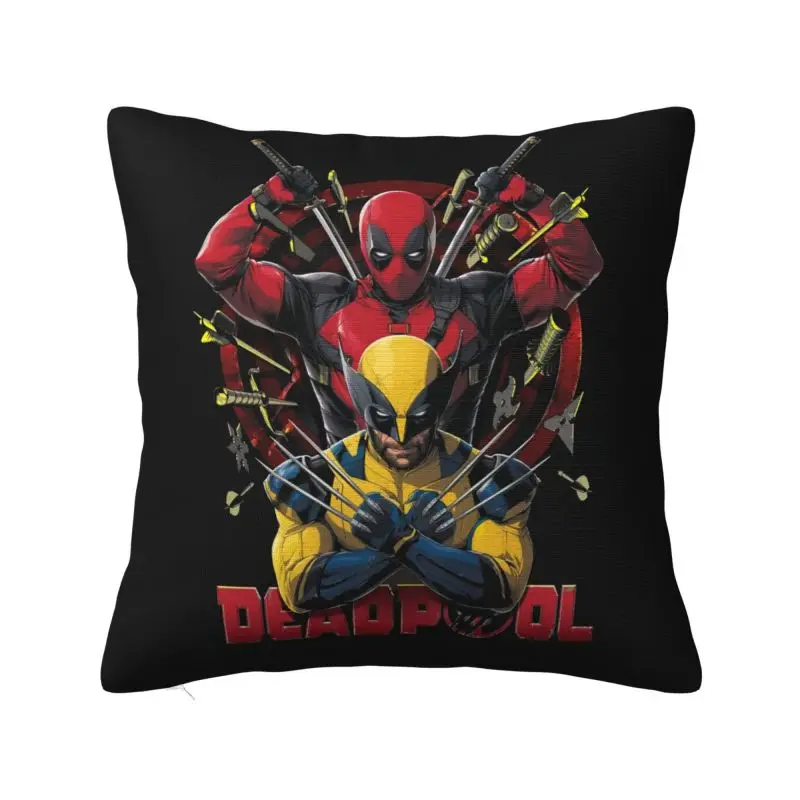 Custom Nordic Style Deadpool Wolverine Cushion Cover 45x45cm Soft Throw Pillow for Sofa Car Square Pillowcase