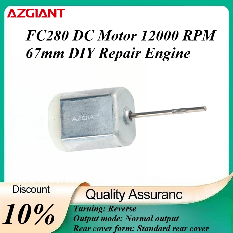 

FC280 DC Motor 12000 RPM 67mm DIY Repair Engine For Car Replacement Power OEM Accesseries Reverse Rotation Toy High Quality