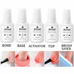 Mtssii 5Pcs/set 10ml Dipping Nail Powder Liquid System Clear Dip System Tools for Acrylic Powder Nature Dry Nail Art Tools