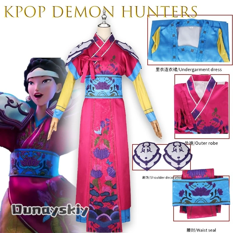 

‌‌‌‌‌BKPop Demon Hunters Red Dress Cosplay Costume {Dream ZS}Anime Character Outfit Sleeve Shirt Loose Wide Leg Trousers Suit