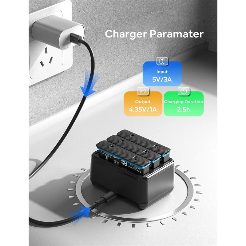 AMAGISN Battery Charging Hub For Insta360 X4 Battery Charger Base With Usb Cable Panoramic Sports Camera Charger