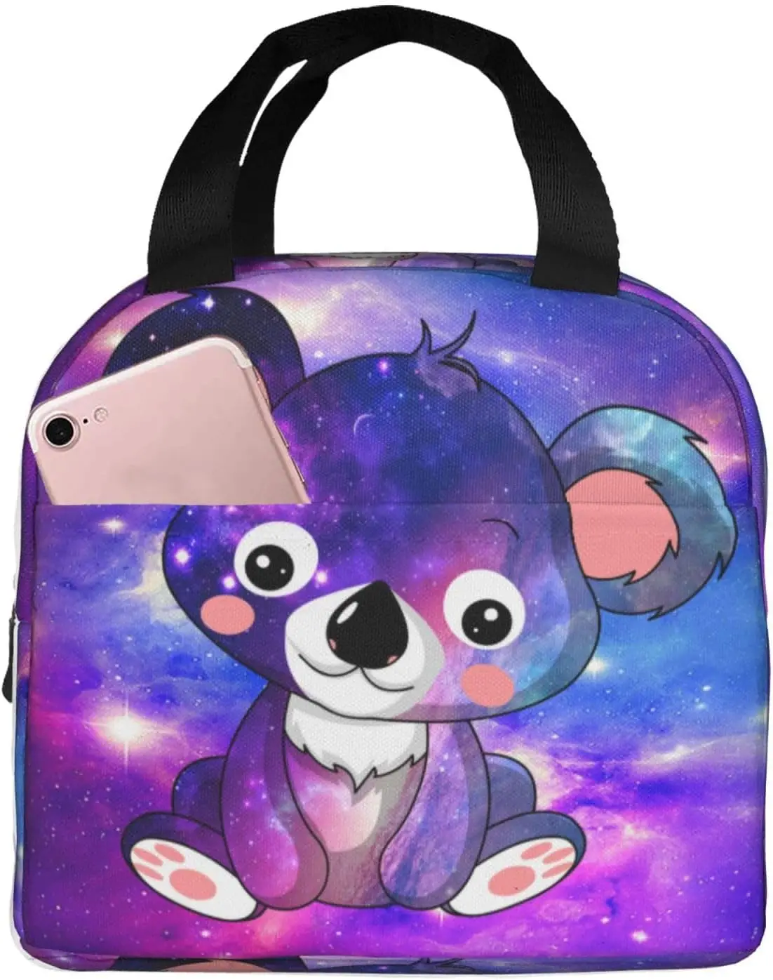 Bolsa de almuerzo de gran capacidad con estampado de Koala, bonita, con asa, bolsa de almuerzo astral con aislamiento reutilizable para hombres y mujeres