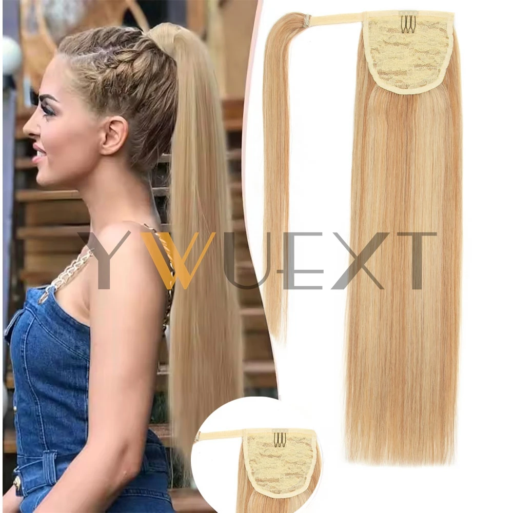 Straight Human Hair Ponytail Extensions Straight 14''-24