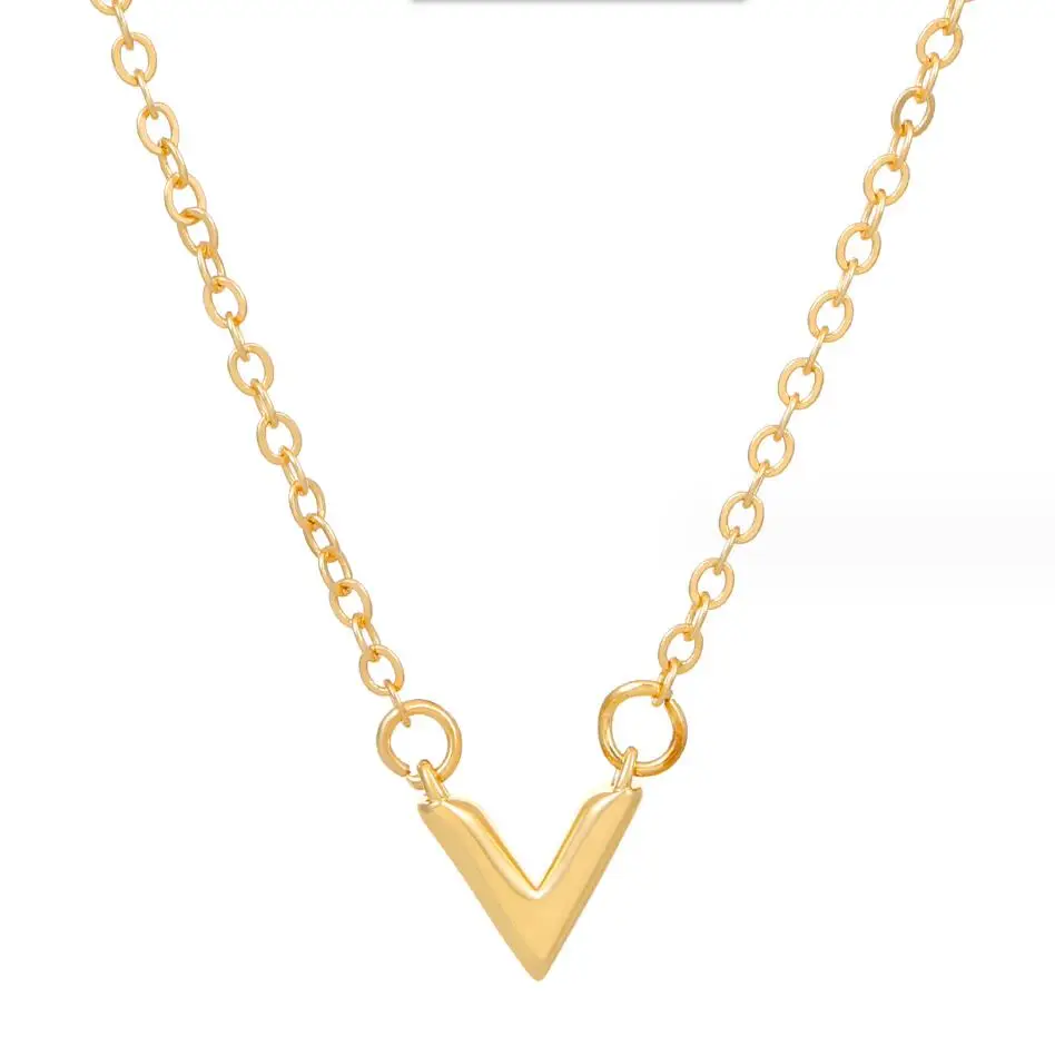 1PC Fashion Light Luxury V Pendant Necklace Stainless Steel Luxury Popular Women'S Necklace Is A Popular Jewelry Gift F1963