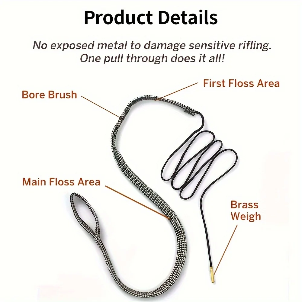 أداة تنظيف ثقوب بندقية الصيد ، أداة تنظيف بندقية ، عيار ماسورة بندقية ، حبل ثعبان ، ثعبان. 22 ، Cal.223 ، Cal.38 Cal ،--