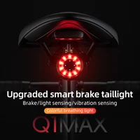 ROCKBROS-luz trasera de bicicleta con sensor de freno inteligente, luz trasera de aluminio resistente al agua tipo C, luz trasera de advertencia de carretera para bicicleta de montaña