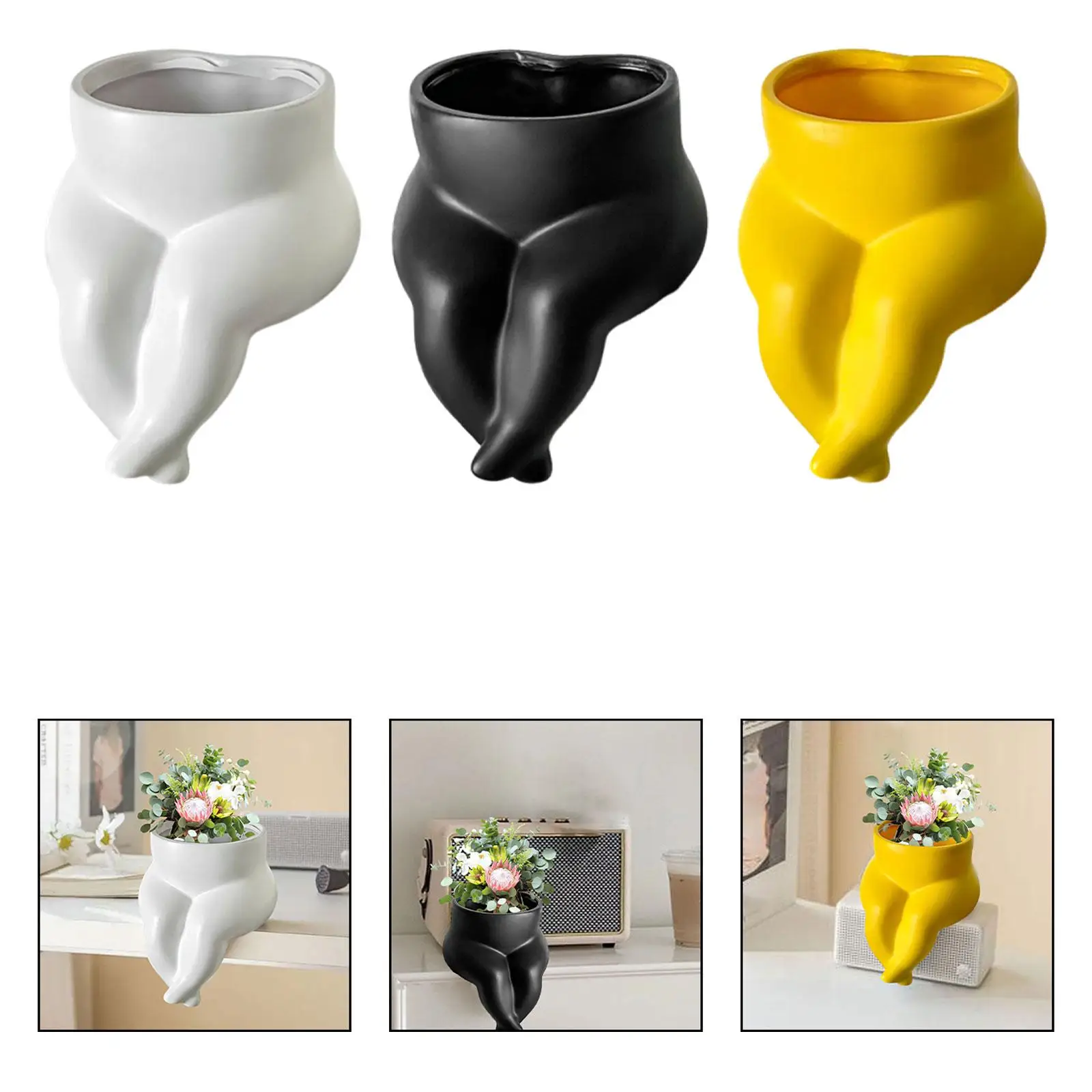 Body Sculpture Plant Pot Planter Table Edge Decoration Handcrafted for Bookshelf Mantle Multipurpose Minimalist 11x12x13cm