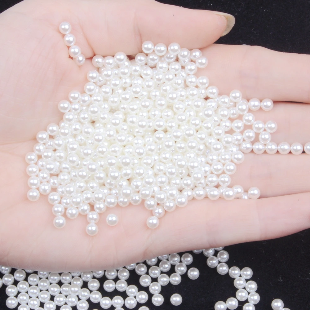 

New White Ivory 1mm-12mm High Bright ABS No Hole Round Faux Pearls Loose Charms Bead For DIY Vases Filler Jewelry Making