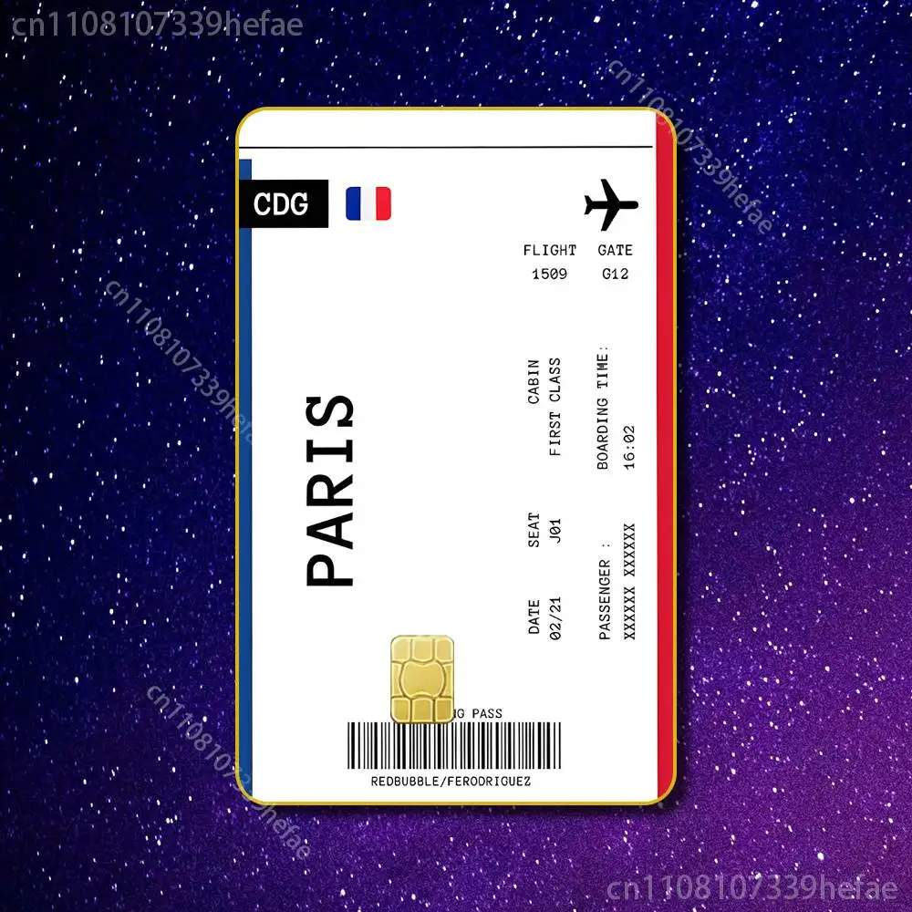 Boarding Pass Plane Ticket Bank Credit Cards Bus Pass Stickers Cool Decoration Waterproof 4PCS Card Protective Film