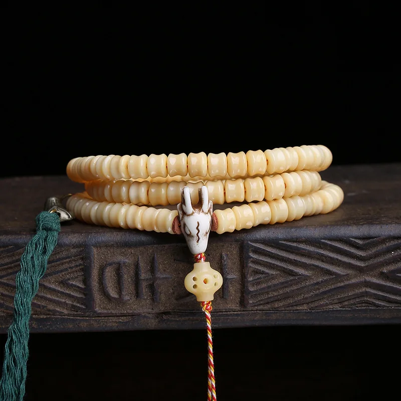 Tibetan-Style Multi-Strand Bracelet With 108 Beads And Side-Hanging Copper Accessories