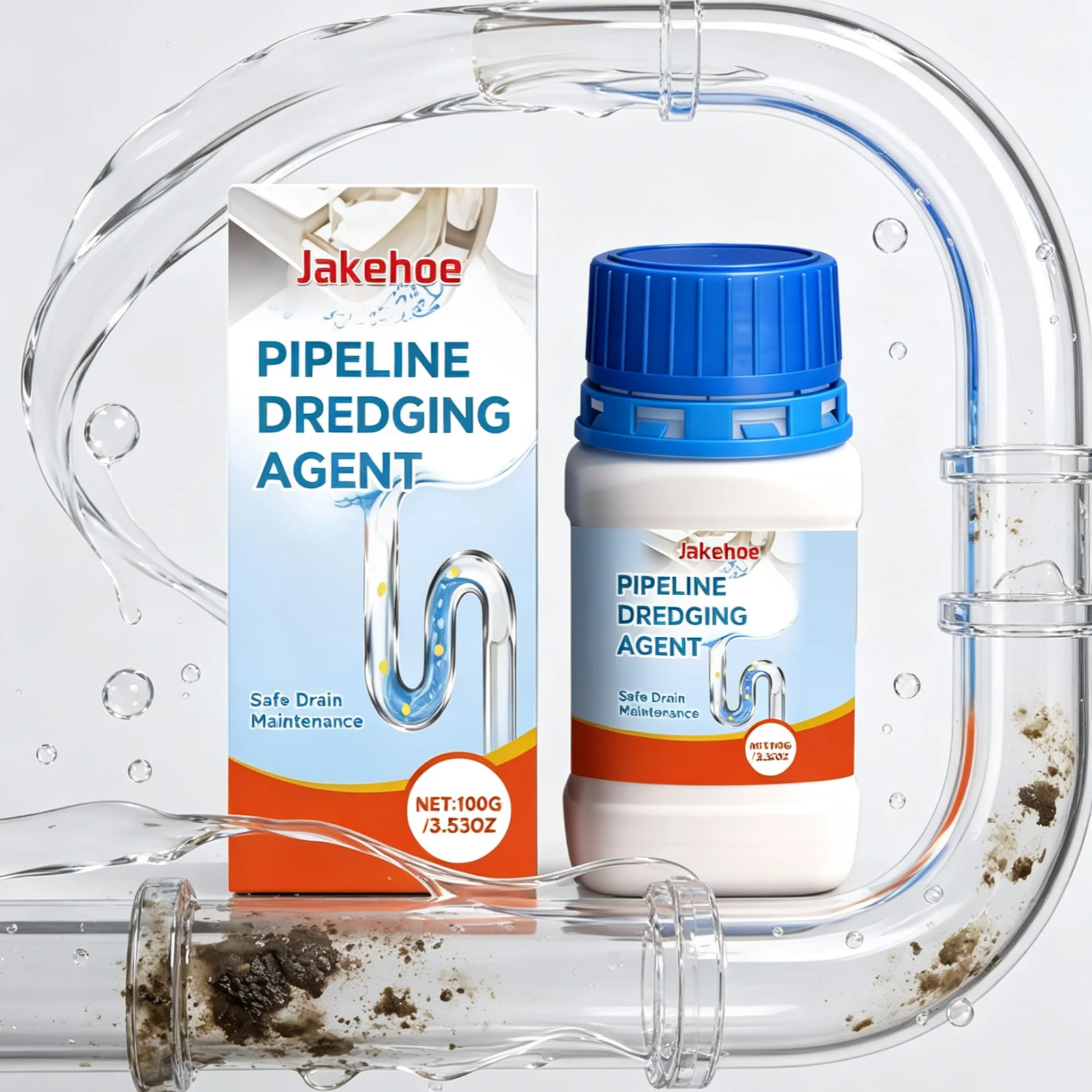 Jakehoe Pipeline Dredging Agent Powder Deep Decontamination Quickly Remove Blockages Fresh Fragrance Drain Cleaner Powder 100g