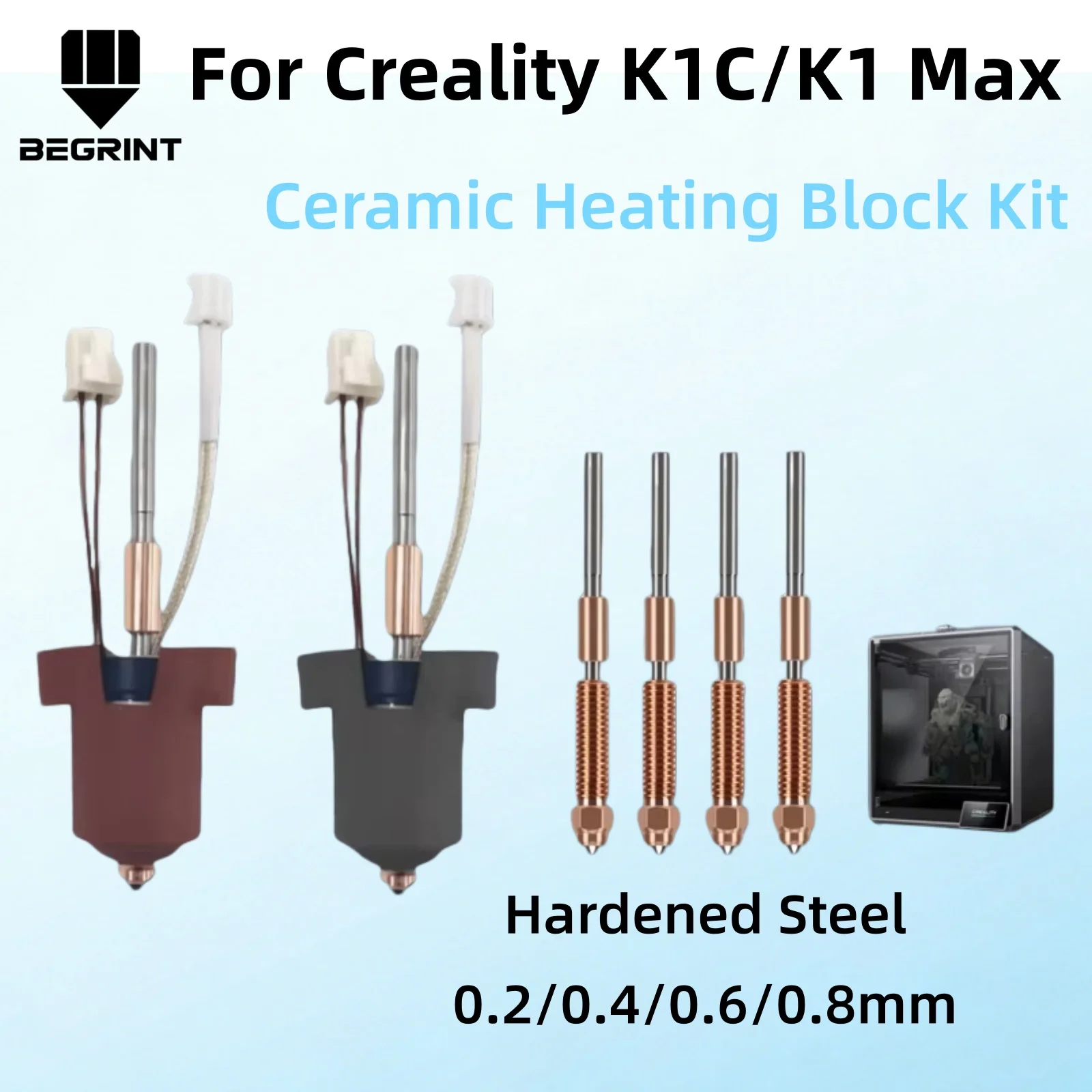 Hotend Kit 0.4mm Ceramic Heating Block Quick-Swap Nozzle All-Metal High Flow Upgrade Integrated Nozzle For Creality K1C/K1 MAX
