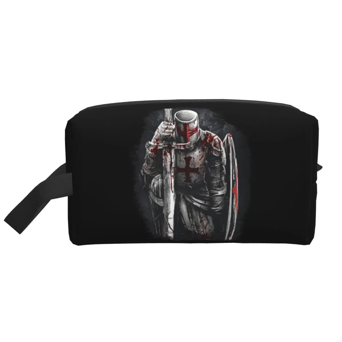 Brave Rosary Crusader Warrior Toiletry Bag Medieval Shield Cross Knights Templar Makeup Cosmetic Bag Beauty Storage Dopp Kit