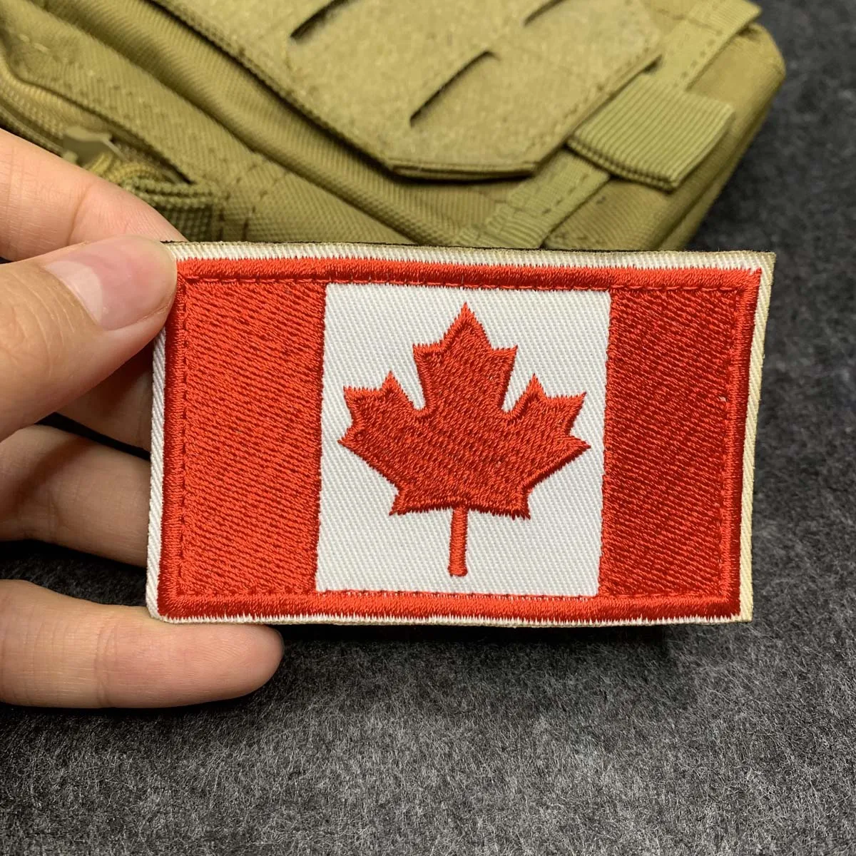 Canada Flag Embroidered Patch, Canadian Maple Leaf Morale Badge with Hook & Loop, for Jacket Backpack