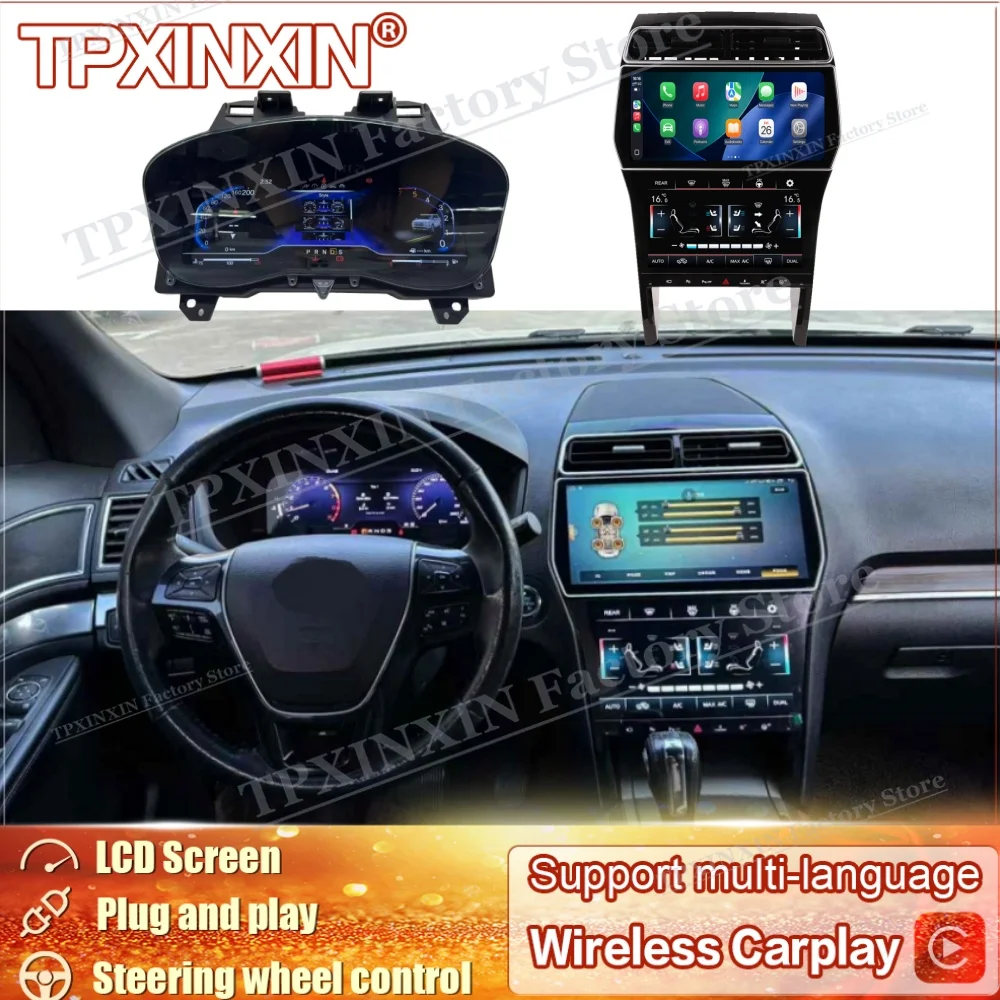 Digital LCD Virtual Cluster Cockpit For Ford Explorer 2011~2019 Dashboard Panel Speed Meters 12.3 Inch Car Radio GPS Navigation