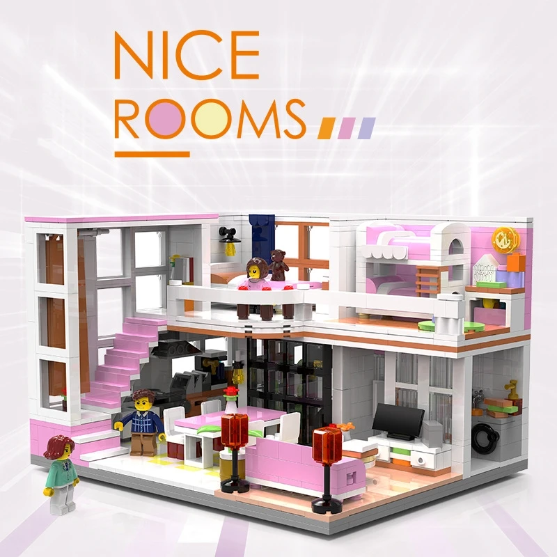 Mini Klein Deeltje Stad Straat Uitzicht Model Woonkamer En Slaapkamer Bouwstenen Set Diy Figuur Model Voor Kinderen Kerstcadeaus