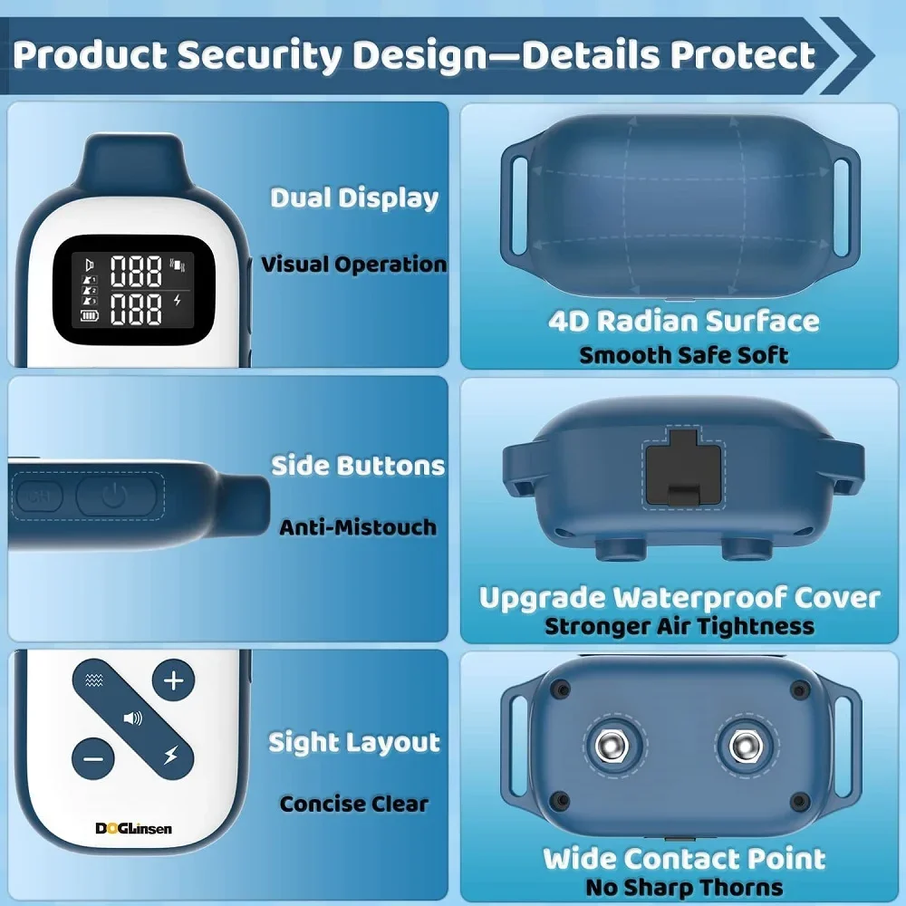 

Dog Training Collar,Dog Bark Collar with Remote for 1/2 Dogs,Waterproof Rechargeable Electric Collar,Dog Collar With Receive