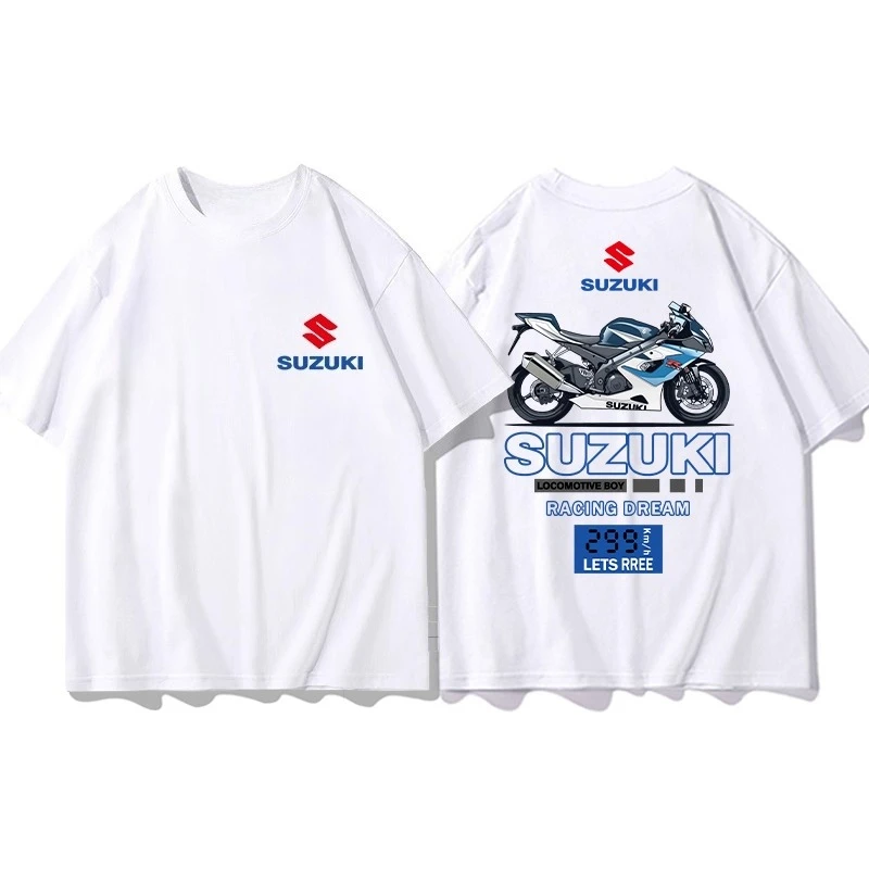 

Suzuki High-Quality Men's T-Shirt, Summer 100% Cotton Short-Sleeve Outdoor Motorcycle Enthusiast Fashionable Casual T-Shirt