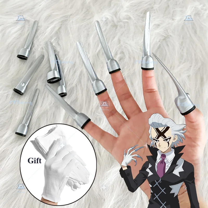 Accesorio de Cosplay de Anime Stone Xeno Houston Wingfield, Garras de Uñas, Adhesivo de Tatuaje del Dr. X para Fiesta de Halloween, Juego de Roles para Adultos, Mujeres y Hombres