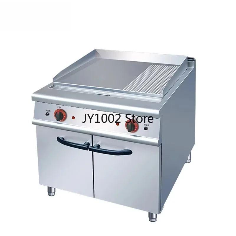 Dongpei Commercial Flour Steak Griddle Half-Flat Half-Pit Design Electric Cabinet Stand 1.5kW 1-Year Warranty Bakeries 0-100