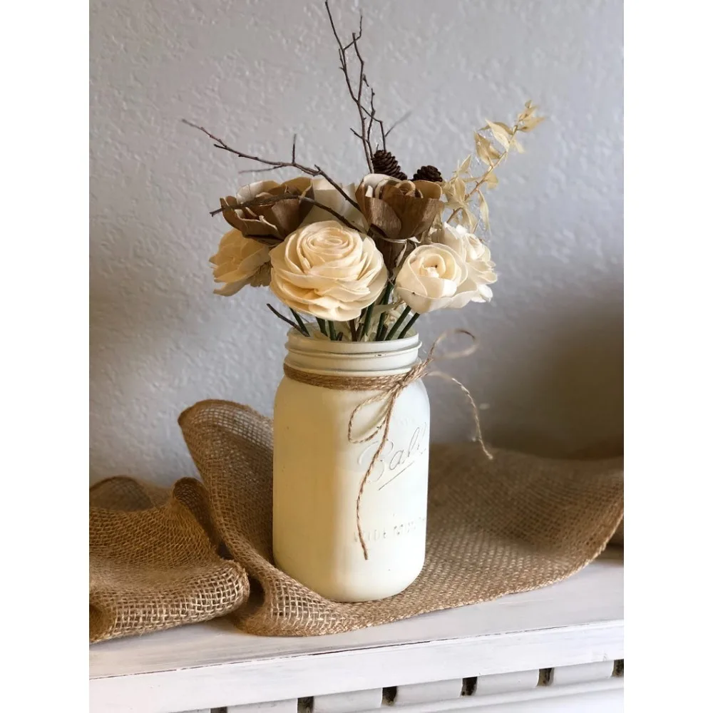 Collection de fleurs florales en bois d'hiver, décor rustique, fait sur commande pour toujours