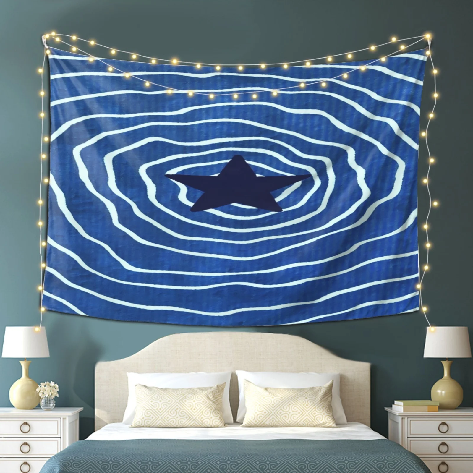 Klein Blue Star Vortex Tapestry Abstract Wave Line Art Hanging Cloth Simplicity Room Renovation Wall Tapestry