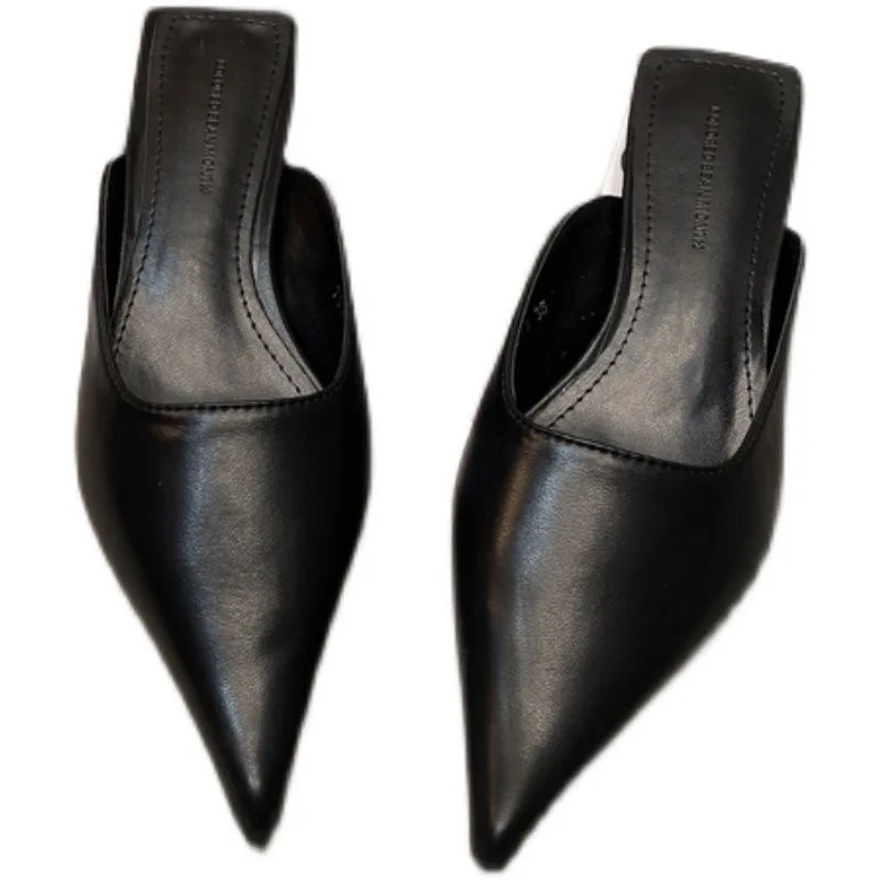 Pantoufles d'Été à Talons Bas pour Maman, Mules d'Extérieur Décontractées, Style de Rue, Sandales à Enfiler, Mocassins, Nouvelle Collection 2023